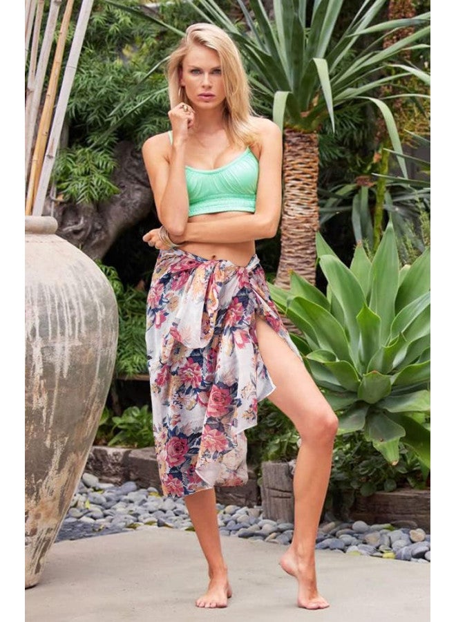 GERINLY Scarves for Women Bright Florals Fashion Head Scarf Cotton Wraps and Shawls with Natural Scenery (White) - Image 3