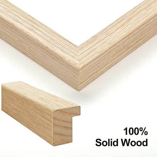 Yaetm 12x16 Picture Frame with Mat for 8.5x11 Set of 2, Natural Solid Oak Wood Frame 12x16 for Photos, Posters & Art Prints, for Horizontal and Vertical Wall Mount (2 pack, Oak) - Image 3