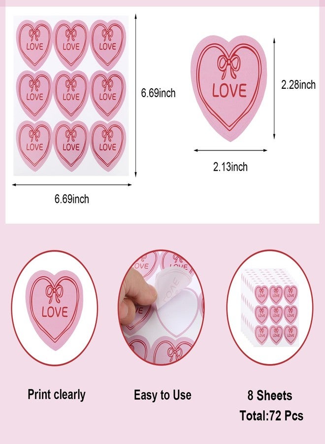 koutey 72 Pieces Valentine's Day Gifts Tags Stickers, Valentine's Day Heart Stickers Self-Adhesive for Valentines Day Gifts Decoration Happy Valentines Day Stickers(Style-2) - Image 2