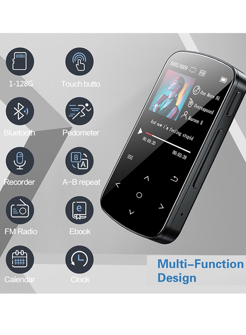 64GB Bluetooth 5.2 MP3 Player with 1.5 Colorful Touch Screen, Clip Pedometer Voice Recorder, Card Reader for Sports Running - Image 5