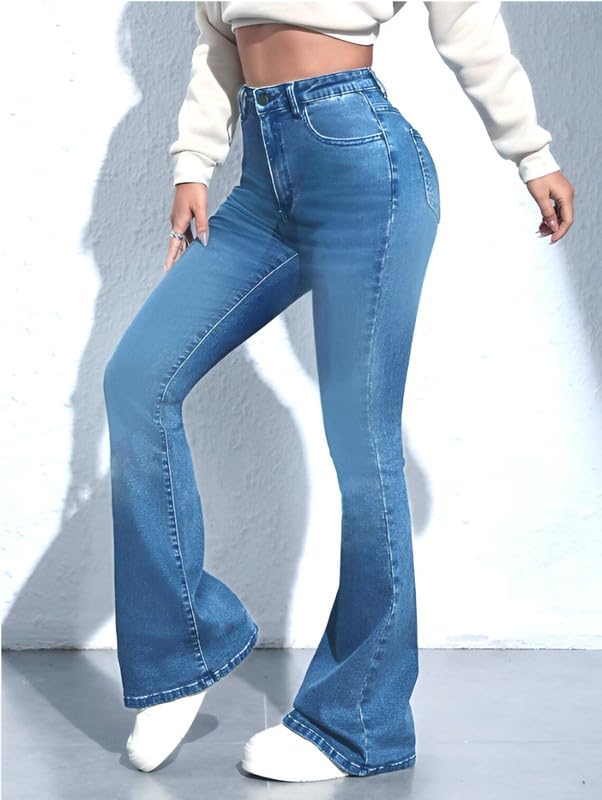 Waltz Women High Rise || Bootcut || High Waist || Flared || Light Blue Wide Leg || Bell Bottom Jeans 28 - Image 5