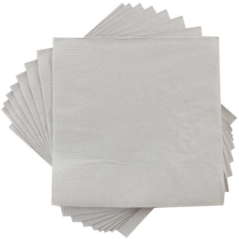 JAM PAPER Small Beverage Napkins - 5 x 5 - Silver - 50/Pack - Image 1
