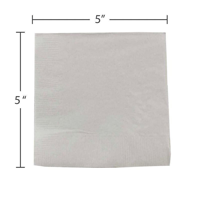 JAM PAPER Small Beverage Napkins - 5 x 5 - Silver - 50/Pack - Image 2