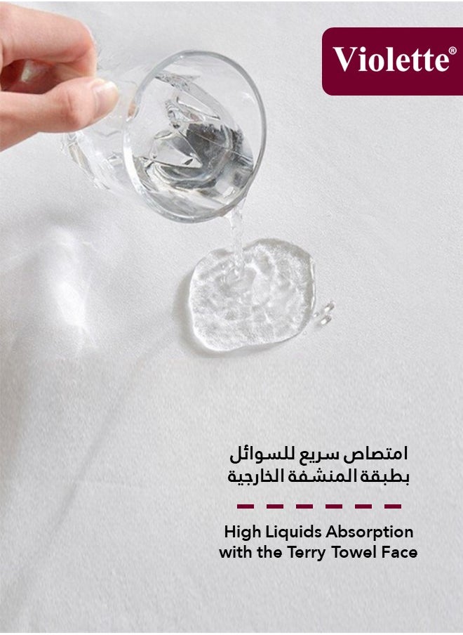 ﭬيولت - واقي مرتبة مقاوم للماء من ﭬيوليت, مصنوع من أجود الخامات مع طبقة بوليمير داخلية عازلة للسوائل والغبار والاتربة, ناعم وجيد التهوية مع حواف مطاطية محكمة حتى ارتفاع 32 سم, (200×200 سم), أبيض - Image 1