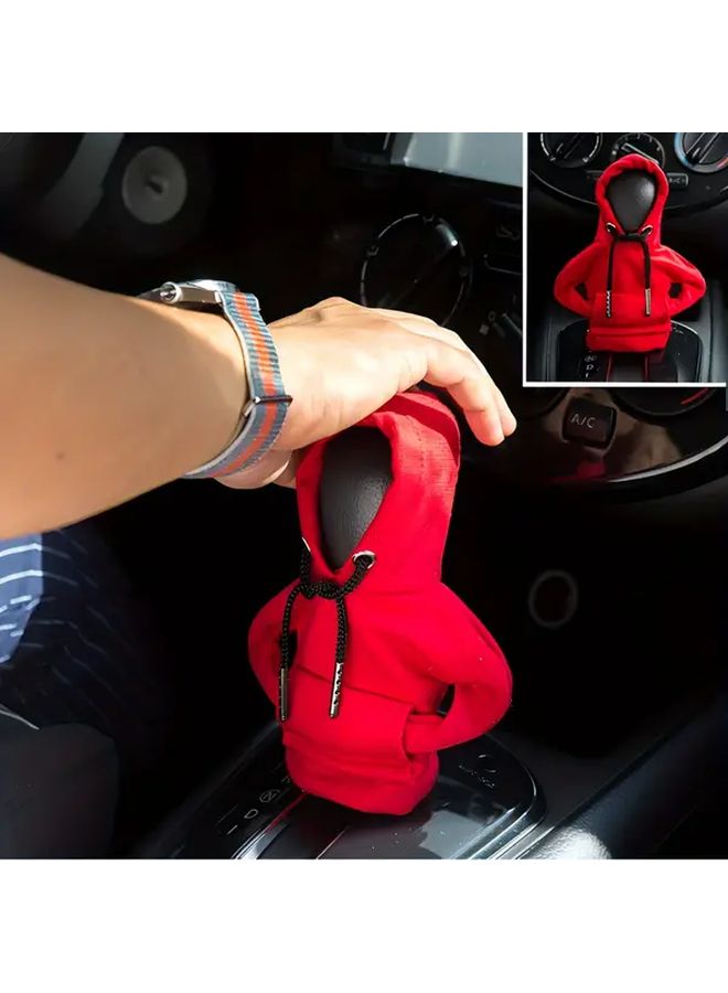 Black Gear Shift Lever Cover Soft Fabric Shifter Knob Protector Hooded Design Manual Automatic Transmission - Image 1