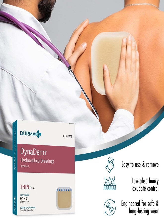 Dynarex Dürma+ DynaDerm™ Hydrocolloid Dressing - Sterile Bordered Wound Patch - Water-Resistant - Flexible Protection - Thin - 6" x 6" - 5 per Box - Image 5