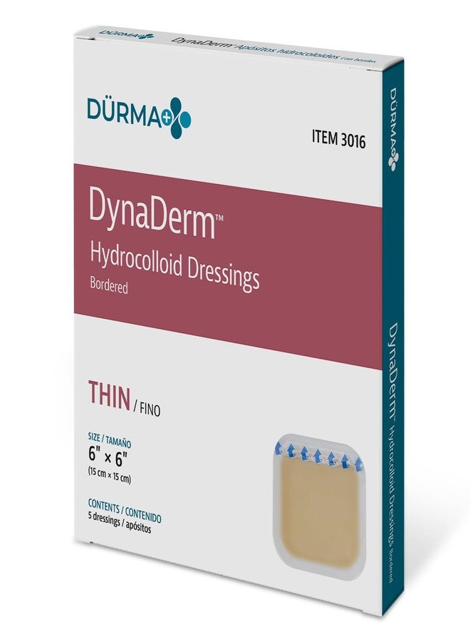 Dynarex Dürma+ DynaDerm™ Hydrocolloid Dressing - Sterile Bordered Wound Patch - Water-Resistant - Flexible Protection - Thin - 6" x 6" - 5 per Box - Image 1