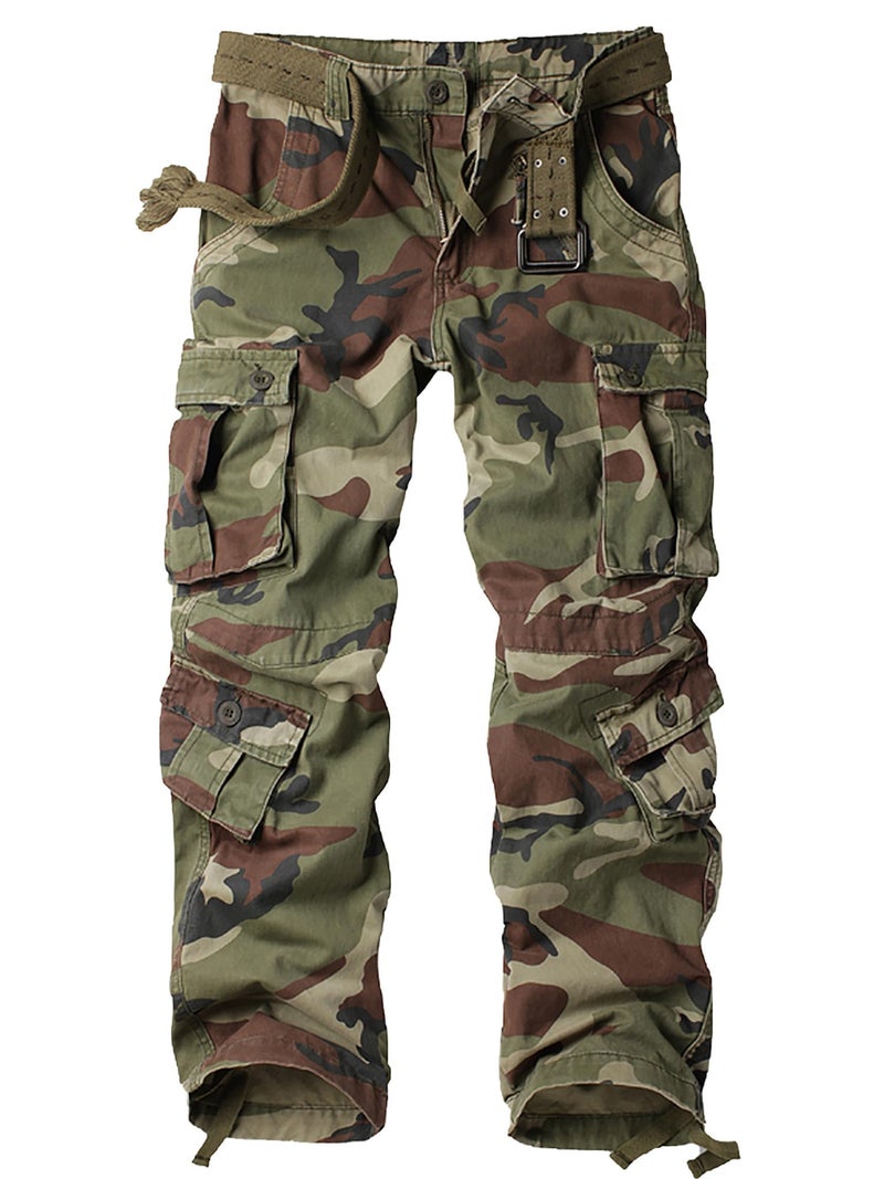 AKARMY Men's Casual Cargo Pants Military Army Camo Pants Combat Work Pants with 8 Pockets Battlefield Camo 42 - Image 1