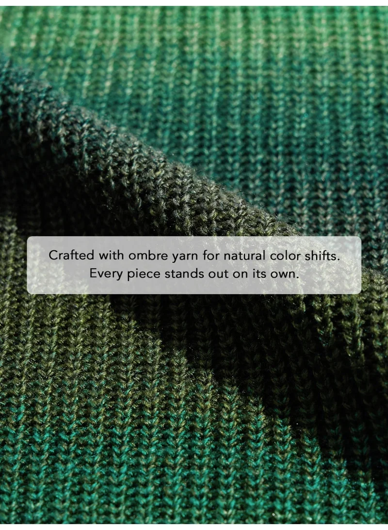 The Souled Store  The Souled Store Women Fern Knitted Ombre Green Oversized Sweaters for Women | Best Price UAE