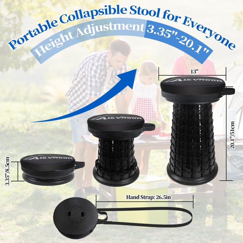 ALEVMOOM Upgraded XXL Collapsible Stool with Thick Cushion H 20.1" D 13", 1000Lbs Max Weight, Wider & Taller Pop Up Heavy Duty Portable Retractable Foldable Stool or Travel Foot Rest, Camping & Outdoors - Image 2