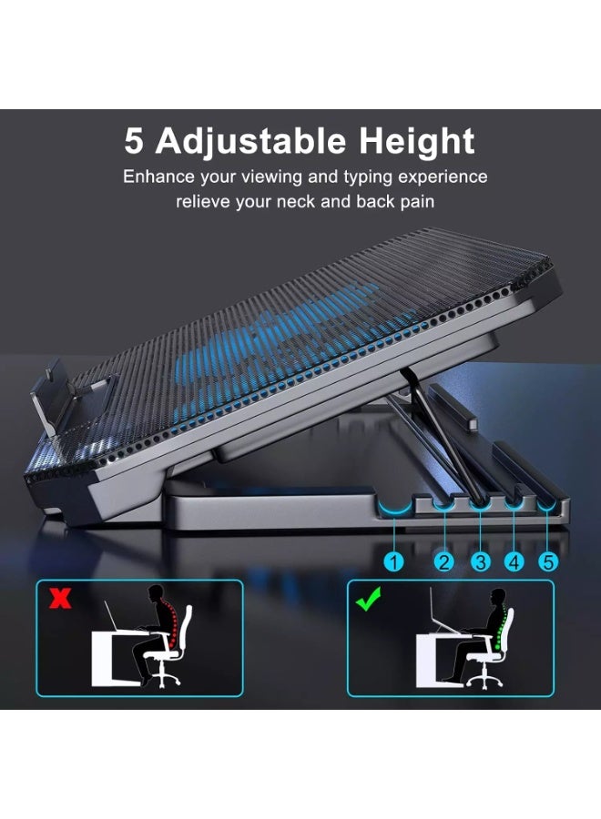 XTRIKE ME FN818 Laptop Cooling Pad Stand - 2 x Blue Led Fans – 2 USB Ports - Support UP 17 Inch - Image 3