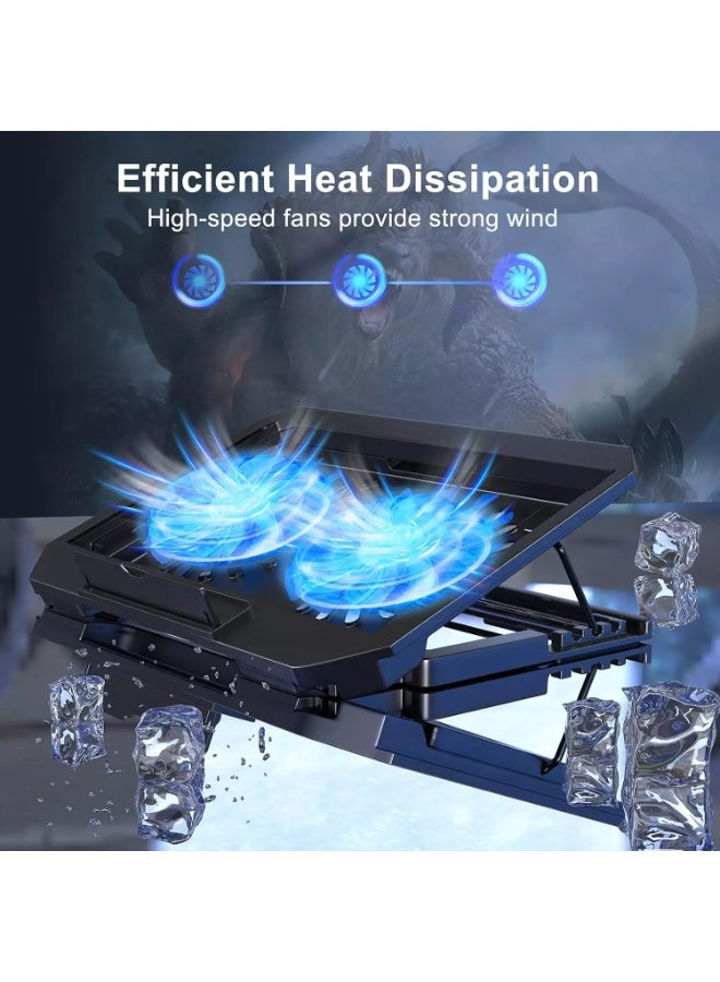 XTRIKE ME FN818 Laptop Cooling Pad Stand - 2 x Blue Led Fans – 2 USB Ports - Support UP 17 Inch - Image 5