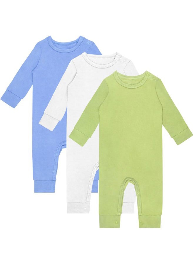 GUISBY Baby Long Sleeve Pajamas, Soft Footless with Snap Closure Romper 3 Piece Sets 6-12 Months - Image 1