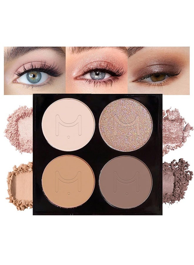 MYHO Eyeshadow - Quads Matte Eye Shadow Powder Makeup Palette - Nudes Brown & Champagne Pink Shimmer Eyeshadow, Long-Lasting Eyeshadow Waterproof Anti-Smudge, Sombras De Ojos, with Built-In Mirror 02 - Image 1