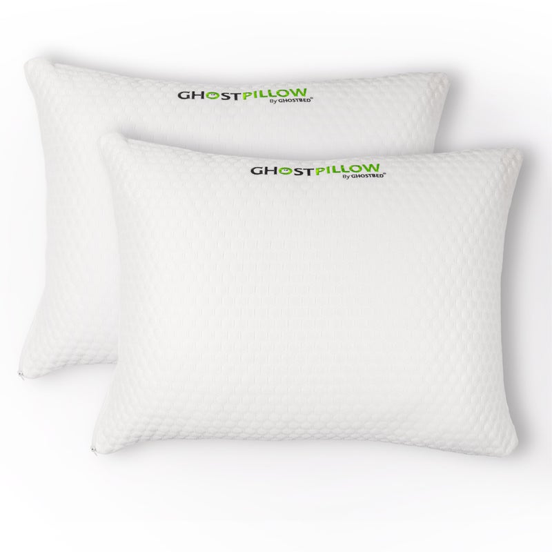 GhostBed GhostBed Shredded Memory Foam Pillow with Adjustable Gel Memory Foam and Cooling Breathable Cover  Standard Size Shredded Memory Foam Pillows CertiPURUS Certified 2Pack 