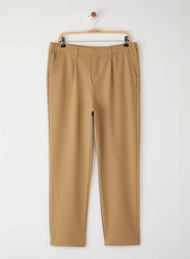 trendyol Beige Wideleg Baggy Comfortable Fit More Sustinable Woven Fabric Trousers - Image 5