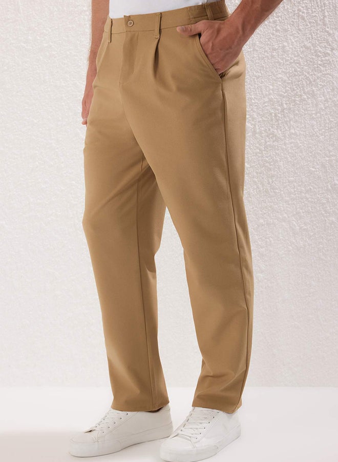 trendyol Beige Wideleg Baggy Comfortable Fit More Sustinable Woven Fabric Trousers - Image 4