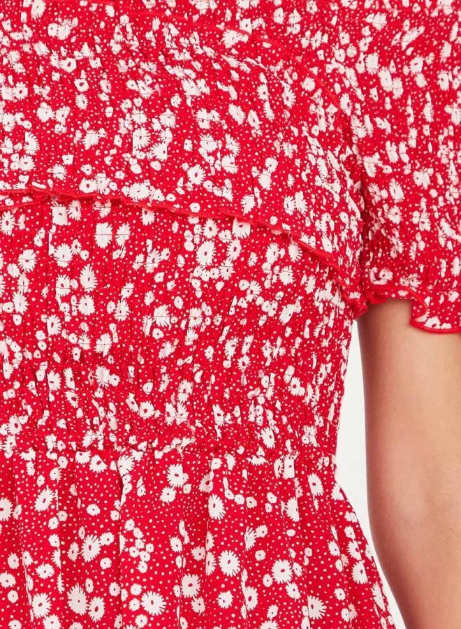 Take Two Off Shoulder Printed A Line Maxi Dress