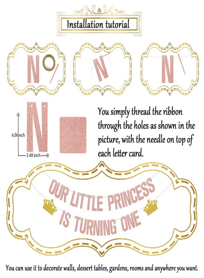 WFKLDF Our Little Princess 1st Birthday Party Decorations, Princess Theme Happy Birthday Decor, Girls Baby Shower Party Supplies - Image 2