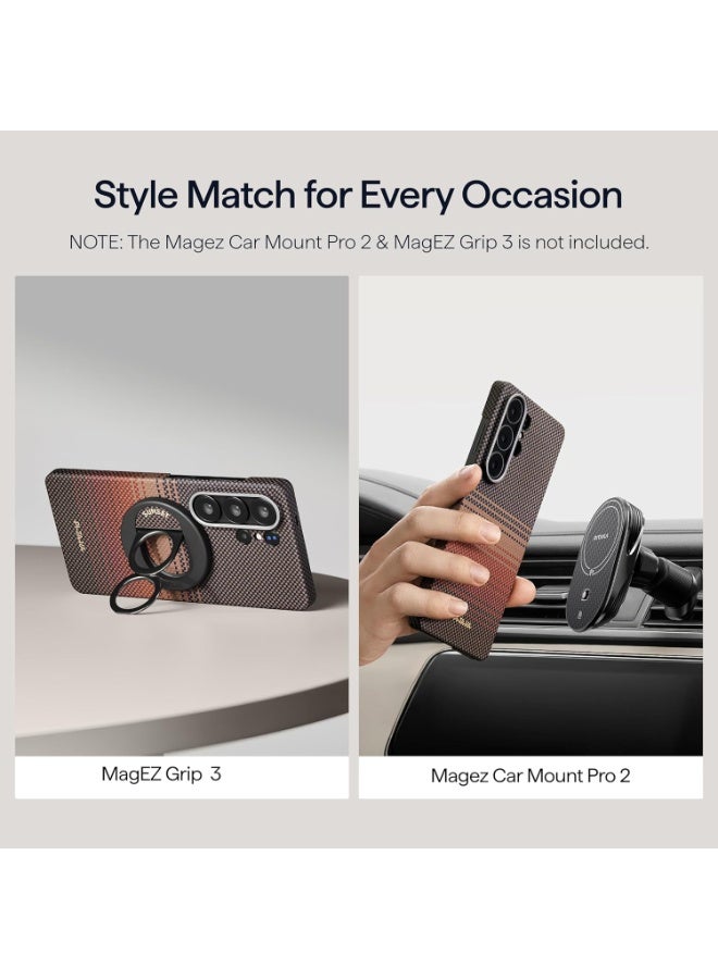 PITAKA غطاء PITAKA لهاتف سامسونج جالاكسي S26 ألترا، غلاف واقي من ألياف الأراميد ذات الدرجة الجوية، غلاف رفيع متوافق مع مغناطيس ماج سيف، خفيف الوزن ومقاوم للخدوش مع حماية مرتفعة للكاميرا - غروب الشمس - Image 4