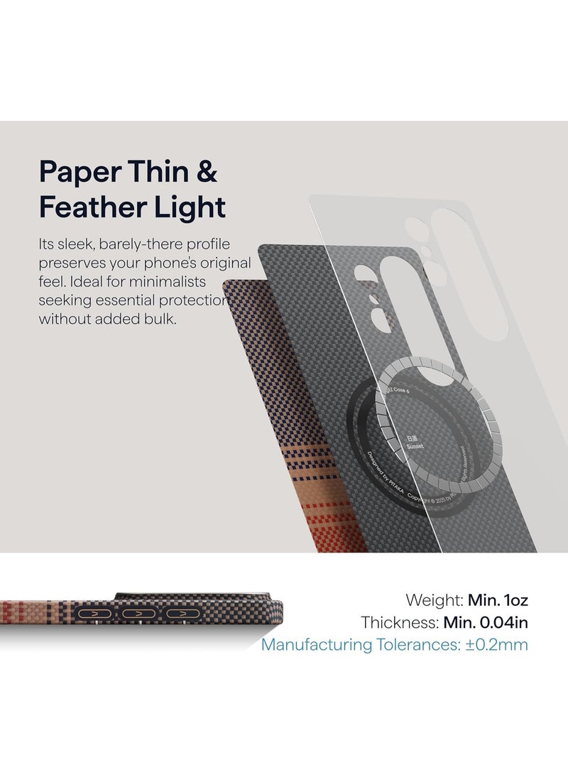 PITAKA غطاء PITAKA لهاتف سامسونج جالاكسي S26 ألترا، غلاف واقي من ألياف الأراميد ذات الدرجة الجوية، غلاف رفيع متوافق مع مغناطيس ماج سيف، خفيف الوزن ومقاوم للخدوش مع حماية مرتفعة للكاميرا - غروب الشمس - Image 5