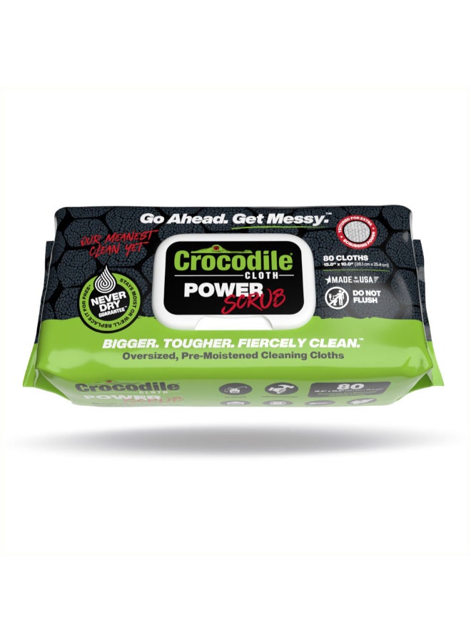 Crocodile 80-Piece Power Scrub Oversized Pre-Moistened Cleaning Cloth White 10 x 15 Inch 6500-080 - Image 1