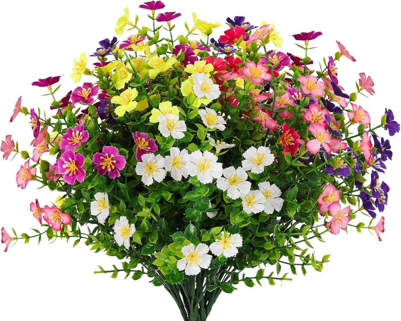 Dekorly Artificial Daisy Flowers Faux Plants Shrubs Plastic Greenery UV Protected for Living Room House Wall Window Porch Office Wedding Decor (Multicolor, Pack of 4,) - Image 1
