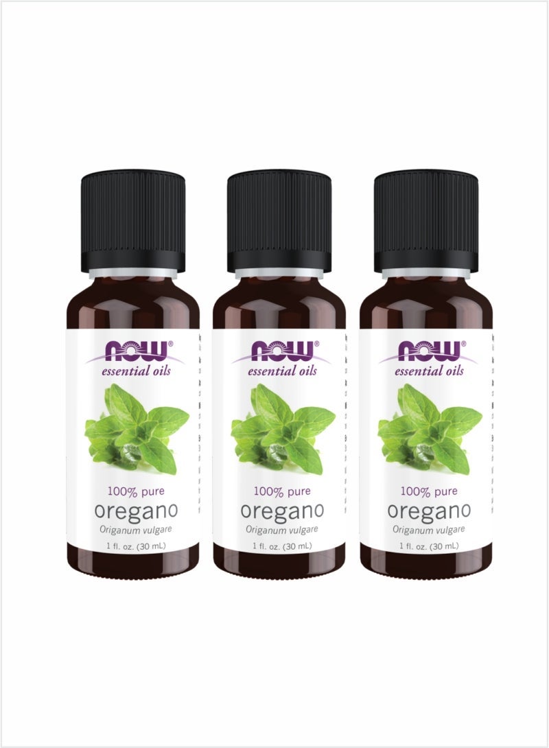 NOW Essential Oils 100% Pure Oregano Oil - Powerful & Herbal, 30ml (Pack of 3)