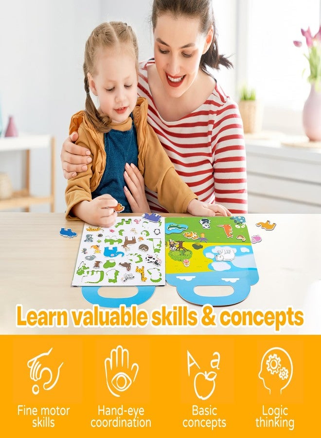 pinkking Magnetic Portable Playboard Ocean Animal Reusable Sticker Book for Toddler, Refrigerator Magnet Educational Learning Toys Travel Stickers Activity Books for Kids Girls Boys Age 3+ Birthday Gifts - Image 3