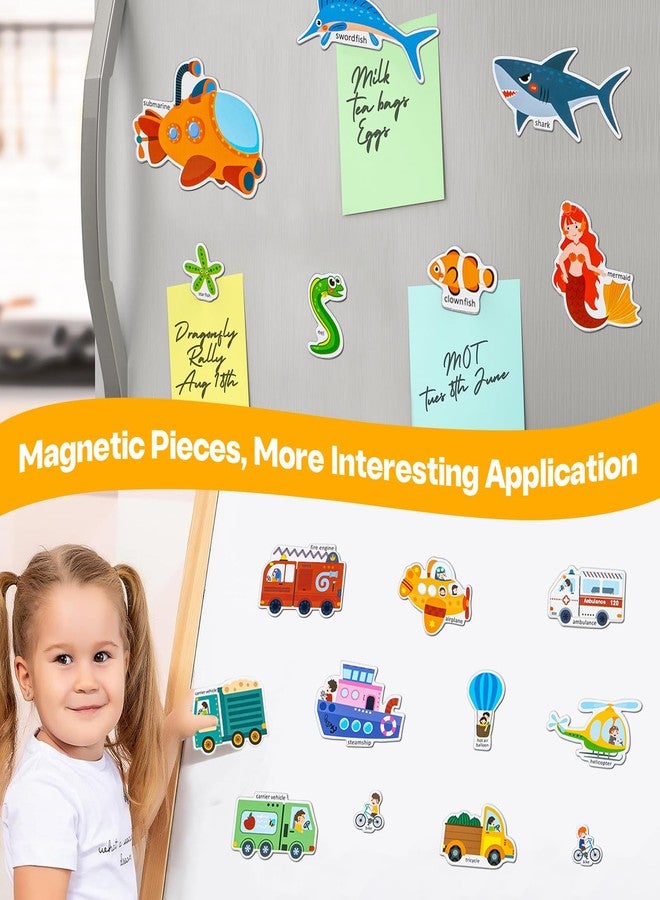 pinkking Magnetic Portable Playboard Ocean Animal Reusable Sticker Book for Toddler, Refrigerator Magnet Educational Learning Toys Travel Stickers Activity Books for Kids Girls Boys Age 3+ Birthday Gifts - Image 2