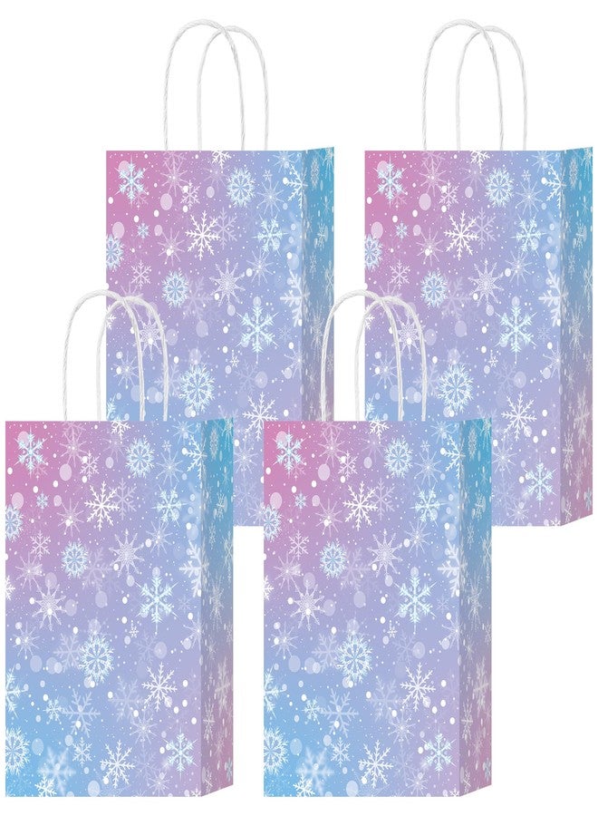 W WINTMING 12 Pcs Snowflake Gift Bags Snowflake Paper Goodie Bags Bulk Frozen Party Favor Bags with Handles for Birthday Christmas Winter Wonderland - Image 1