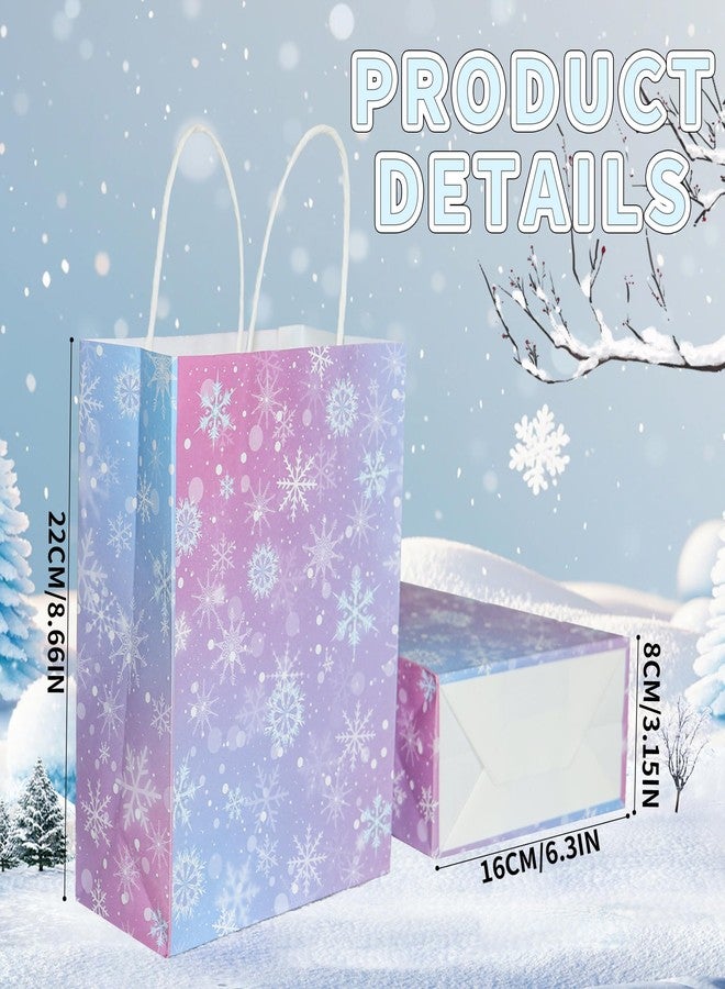W WINTMING 12 Pcs Snowflake Gift Bags Snowflake Paper Goodie Bags Bulk Frozen Party Favor Bags with Handles for Birthday Christmas Winter Wonderland - Image 2