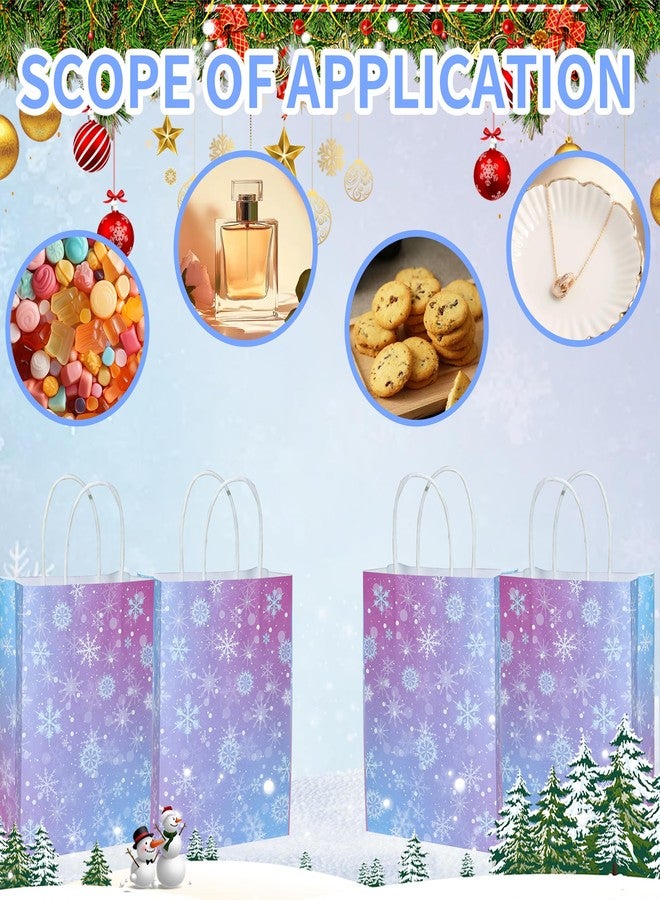 W WINTMING 12 Pcs Snowflake Gift Bags Snowflake Paper Goodie Bags Bulk Frozen Party Favor Bags with Handles for Birthday Christmas Winter Wonderland - Image 4