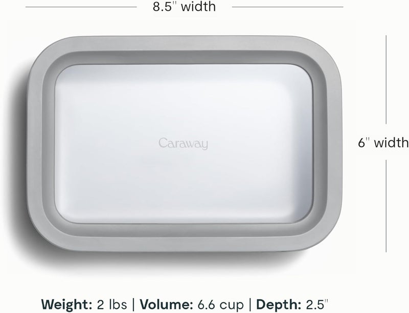 CARAWAY Glass Food Storage, 6.6 Cup Glass Container - Ceramic Coated Food Container - Non Toxic, Non Stick - Dishwasher, Oven, & Microwave Safe – Gray - Image 3