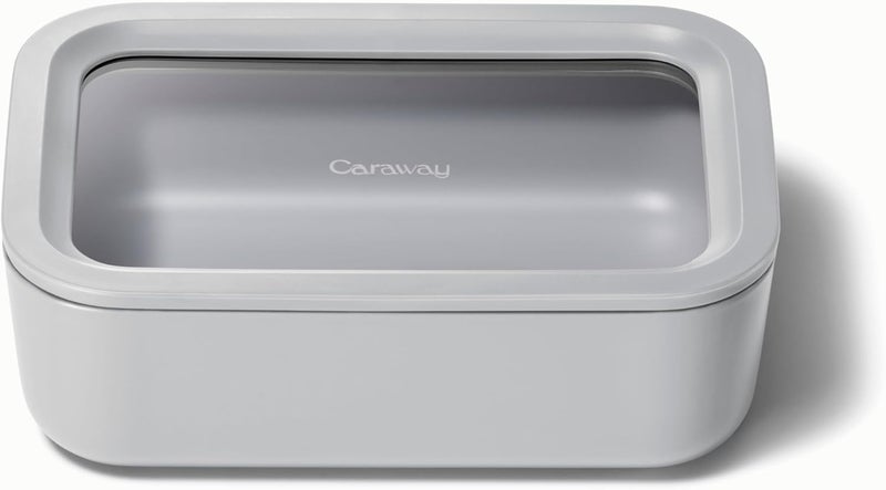 CARAWAY Glass Food Storage, 6.6 Cup Glass Container - Ceramic Coated Food Container - Non Toxic, Non Stick - Dishwasher, Oven, & Microwave Safe – Gray - Image 1