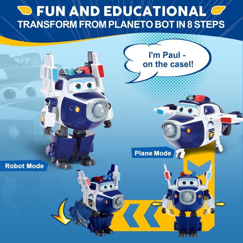 Super Wings 5" Transforming Supercharged Paul Airplane Toys Action Figure, Airplane to Robot in 10 Steps, Toy Plane for 3-5 Year Old Boys & Girls, Birthday Gifts for Preschool Kids - Image 2