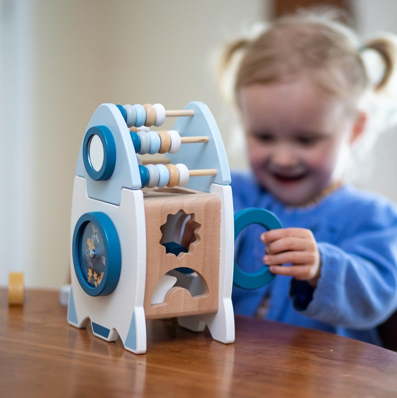 Smartwo Wooden Space Toy for Baby, Montessori Toys for Babies, Toddler Rocket Toy, Sensory Activity Cube Learning Game, 1st Birthday Gift for Boys and Girls - Image 4