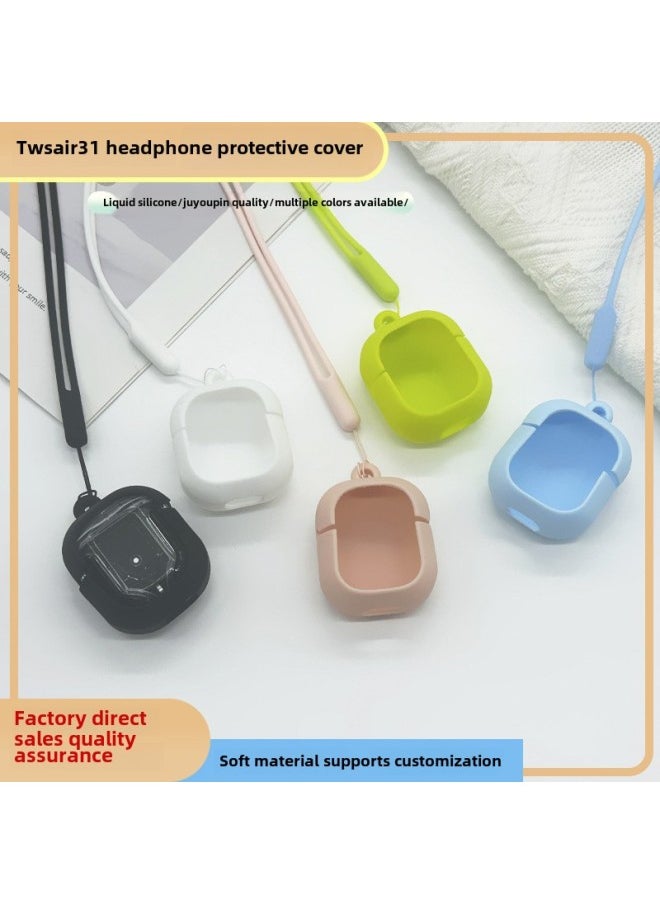 Generic - Wireless Bluetooth Air31 Headset Digital Display High-looking TWS Bluetooth Headset Stain-resistant Soft Case Drop-resistant Protective Cover-Color:Light Cyan-Model:TWS Earphone Case - Image 1