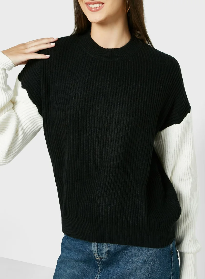 ELLA Contrast Sleeve Sweater