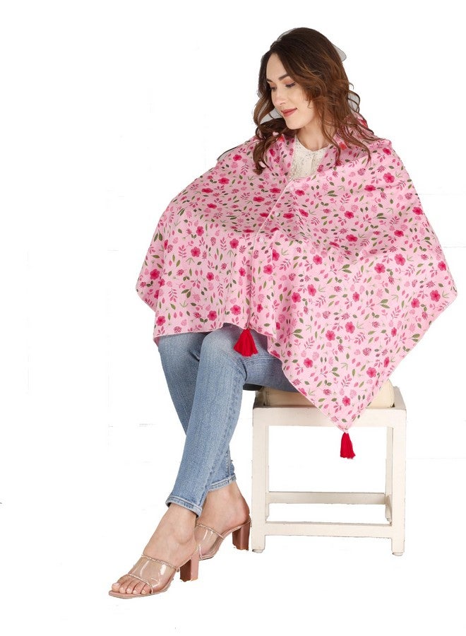 Switchon Nursing Cover for Breastfeeding Multi Use Poncho Style Scarf with Buttons, Feeding Apron Breathable for Pre & Post Pregnancy free size (72inch x 22inch) Pink_Multi - Image 1