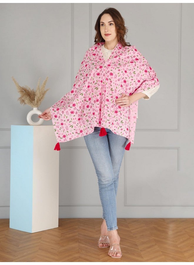 Switchon Nursing Cover for Breastfeeding Multi Use Poncho Style Scarf with Buttons, Feeding Apron Breathable for Pre & Post Pregnancy free size (72inch x 22inch) Pink_Multi - Image 5