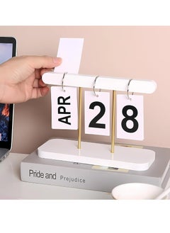 Oasisgalore Perpetual Daily Flip Calendar for Desk Reusable Office Desktop Decor Home Accessories Photography Props (White)  - Image 1
