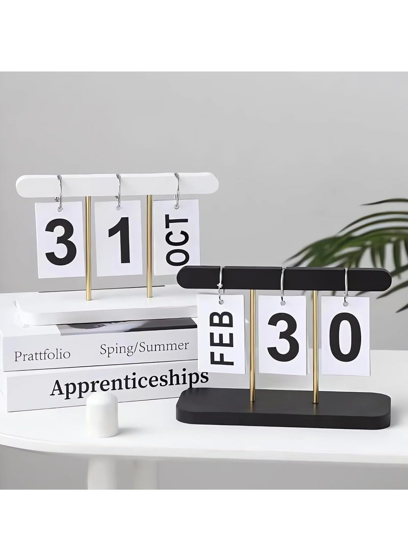 Oasisgalore Perpetual Daily Flip Calendar for Desk Reusable Office Desktop Decor Home Accessories Photography Props (White)  - Image 3