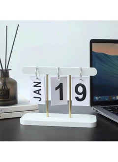 Oasisgalore Perpetual Daily Flip Calendar for Desk Reusable Office Desktop Decor Home Accessories Photography Props (White)  - Image 5