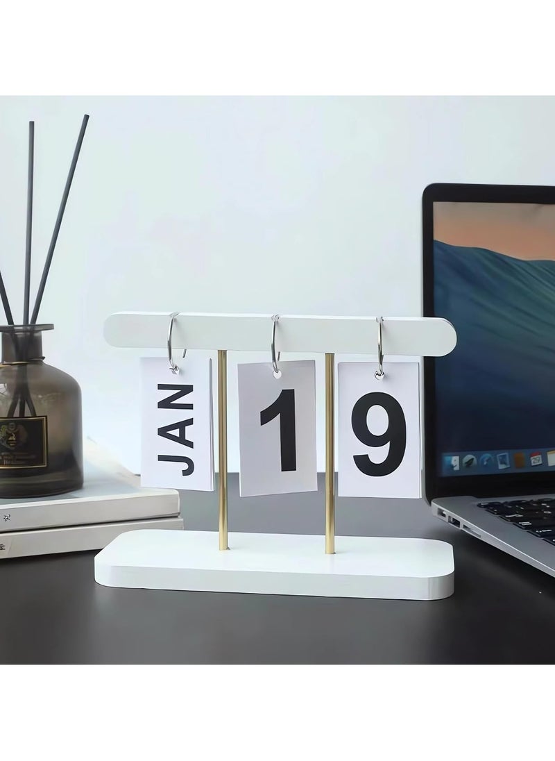 Oasisgalore Perpetual Daily Flip Calendar for Desk Reusable Office Desktop Decor Home Accessories Photography Props (White)  - Image 5
