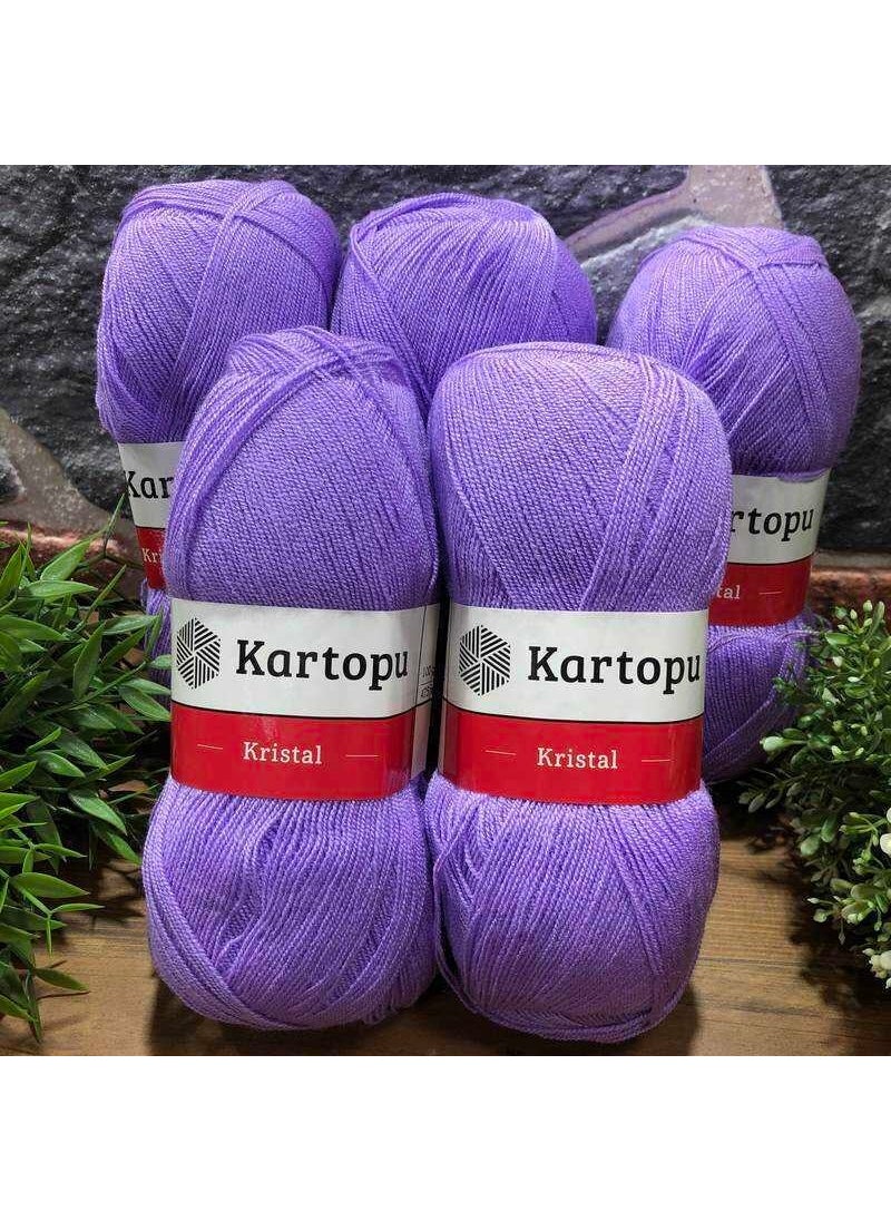 Kartopu - Kristal K708 5 Pieces Fiber Yarn Hand Knitting Yarn Purple - Image 1