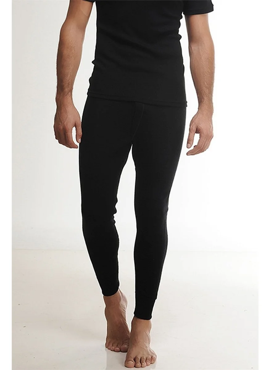 Hasyün 4001&4002 Men's Long Sleeve Thermal Wool Underwear Set-Black