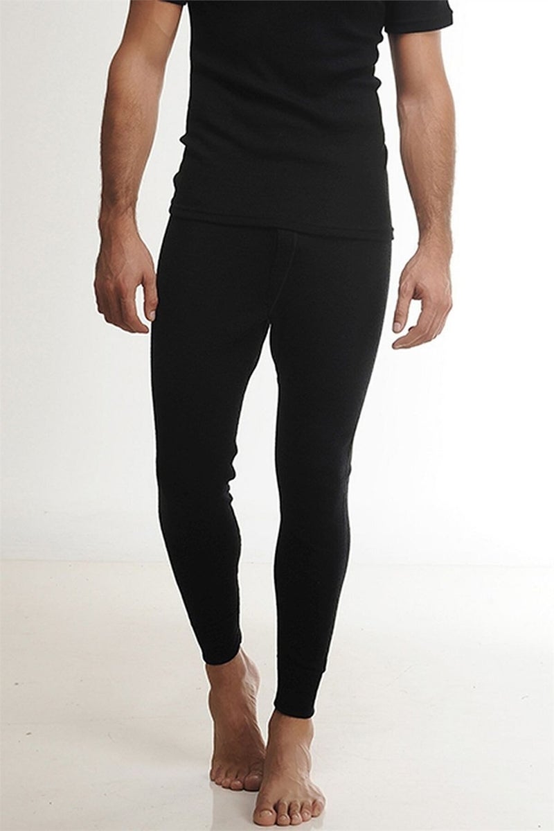 Hasyün 4001&4002 Men's Long Sleeve Thermal Wool Underwear Set-Black  - Image 2