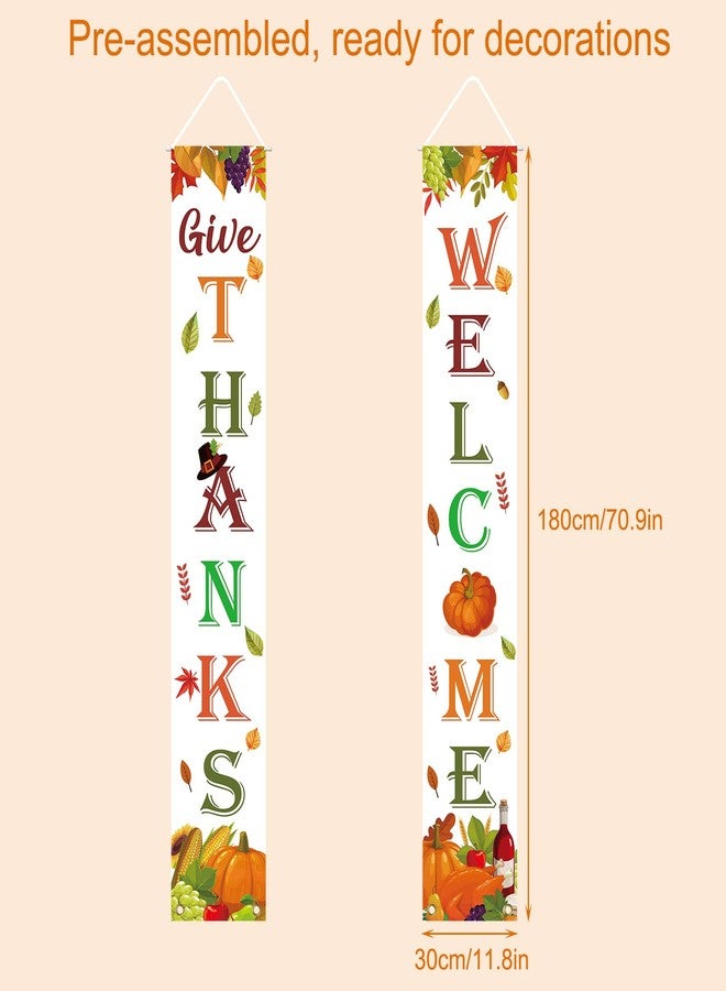 Labrostar Thanksgiving Decorations Indoor Outdoor GIVE THANKS Banner Porch Door Welcome Sign for Home Party Wall Autumn Decor Fall Decorations for Home 72"X12" - Image 5