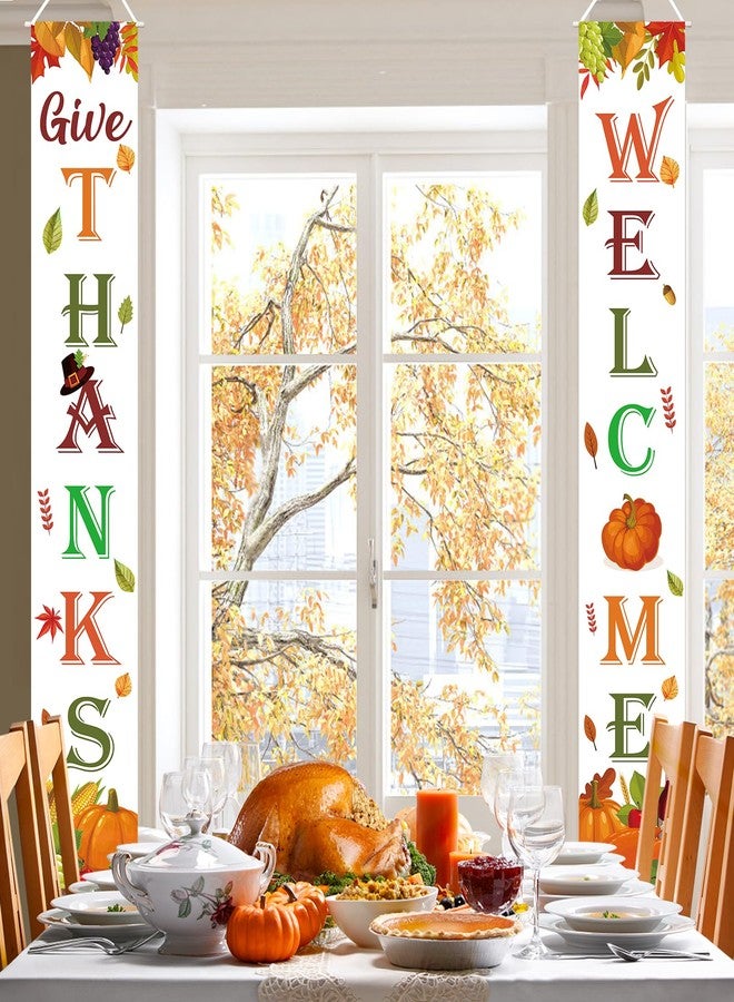 Labrostar Thanksgiving Decorations Indoor Outdoor GIVE THANKS Banner Porch Door Welcome Sign for Home Party Wall Autumn Decor Fall Decorations for Home 72"X12" - Image 2
